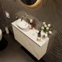 Mondiaz Fowy toiletmeubel 80x50x23cm Carrara mat 0 kraangaten wasbak: links 2 deuren solid surface met blad Melamine kleur wasbak: wit FOWY59017Carraratalc - Thumbnail 3