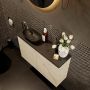 Mondiaz Fowy toiletmeubel 80x50x23cm Carrara mat 1 kraangat wasbak: links 2 deuren solid surface met blad Melamine kleur wasbak: zwart FOWY59014Carraraurban - Thumbnail 3