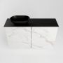 Mondiaz Fowy toiletmeubel 80x50x23cm Carrara mat 1 kraangat wasbak: links 2 deuren solid surface met blad Melamine kleur wasbak: zwart FOWY59014Carraraurban - Thumbnail 4