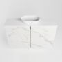 Mondiaz Fowy toiletmeubel 80x50x23cm Carrara mat 1 kraangat wasbak: midden 2 deuren solid surface met blad Melamine kleur wasbak: wit FOWY59013Carraratalc - Thumbnail 4