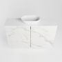 Mondiaz Fowy toiletmeubel 80x50x23cm Carrara mat 0 kraangaten wasbak: midden 2 deuren solid surface met blad Melamine kleur wasbak: wit FOWY59016Carraratalc - Thumbnail 5
