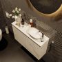 Mondiaz Fowy toiletmeubel 80x50x23cm Carrara mat 1 kraangat wasbak: rechts 2 deuren solid surface met blad Melamine kleur wasbak: wit FOWY59015Carraratalc - Thumbnail 4