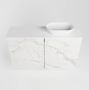 Mondiaz Fowy toiletmeubel 80x50x23cm Carrara mat 1 kraangat wasbak: rechts 2 deuren solid surface met blad Melamine kleur wasbak: wit FOWY59015Carraratalc - Thumbnail 5