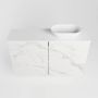Mondiaz Fowy toiletmeubel 80x50x23cm Carrara mat 0 kraangaten wasbak: rechts 2 deuren solid surface met blad Melamine kleur wasbak: wit FOWY59018Carraratalc - Thumbnail 5