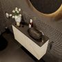 Mondiaz Fowy toiletmeubel 80x50x23cm Carrara mat 1 kraangat wasbak: rechts 2 deuren solid surface met blad Melamine kleur wasbak: zwart FOWY59015Carraraurban - Thumbnail 3