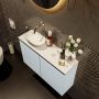 Mondiaz Fowy toiletmeubel 80x50x23cm clay mat 0 kraangaten wasbak: links 2 deuren solid surface met blad MDF kleur wasbak: wit FOWY59017claytalc - Thumbnail 3