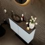 Mondiaz Fowy toiletmeubel 80x50x23cm clay mat 1 kraangat wasbak: links 2 deuren solid surface met blad MDF kleur wasbak: zwart FOWY59014clayurban - Thumbnail 3