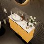 Mondiaz Fowy toiletmeubel 80x50x23cm ocher mat 1 kraangat wasbak: links 2 deuren solid surface met blad MDF kleur wasbak: wit FOWY59014ochertalc - Thumbnail 3