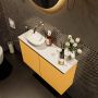 Mondiaz Fowy toiletmeubel 80x50x23cm ocher mat 0 kraangaten wasbak: links 2 deuren solid surface met blad MDF kleur wasbak: wit FOWY59017ochertalc - Thumbnail 3