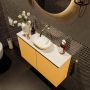 Mondiaz Fowy toiletmeubel 80x50x23cm ocher mat 0 kraangaten wasbak: midden 2 deuren solid surface met blad MDF kleur wasbak: Oranje Wit FOWY59016ocherocher - Thumbnail 3