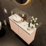 Mondiaz Fowy toiletmeubel 80x50x23cm rosee mat 1 kraangat wasbak: links 2 deuren solid surface met blad MDF kleur wasbak: Roze Wit FOWY59014roseerosee - Thumbnail 3