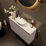 Mondiaz Fowy toiletmeubel 80x50x23cm smoke mat 0 kraangaten wasbak: midden 2 deuren solid surface met blad MDF kleur wasbak: Antraciet Wit FOWY59016smokesmoke - Thumbnail 3