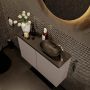 Mondiaz Fowy toiletmeubel 80x50x23cm smoke mat 1 kraangat wasbak: rechts 2 deuren solid surface met blad MDF kleur wasbak: zwart FOWY59015smokeurban - Thumbnail 4