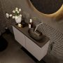 Mondiaz Fowy toiletmeubel 80x50x23cm smoke mat 0 kraangaten wasbak: rechts 2 deuren solid surface met blad MDF kleur wasbak: zwart FOWY59018smokeurban - Thumbnail 3