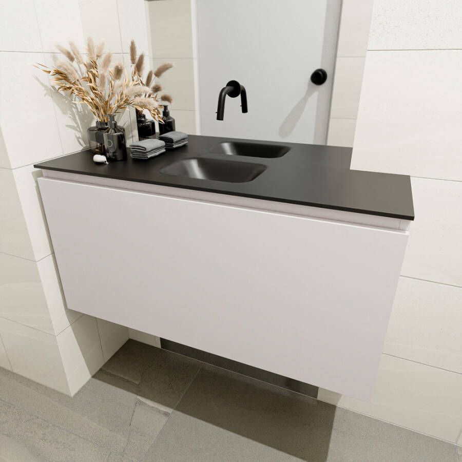 Mondiaz Olan fonteinmeubel 100cm Linen Lex wastafel Urban midden zonder kraangat