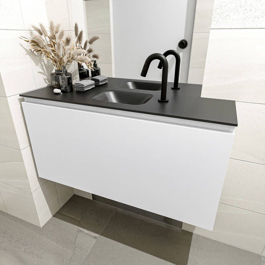 Mondiaz Olan fonteinmeubel 100cm Talc Lex wastafel Urban midden met 1 kraangat