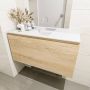Mondiaz OLAN Toiletmeubel 100x30x40cm met 0 kraangaten 1 lades washed oak mat Wastafel Lex midden Solid Surface Wit FK75342684 - Thumbnail 4