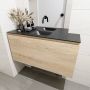 Mondiaz OLAN Toiletmeubel 100x30x40cm met 0 kraangaten 1 lades washed oak mat Wastafel Lex midden Solid Surface Zwart FK75343032 - Thumbnail 4