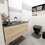 Mondiaz OLAN Toiletmeubel 100x30x40cm met 0 kraangaten 1 lades washed oak mat Wastafel Lex midden Solid Surface Zwart FK75343032 - Thumbnail 5