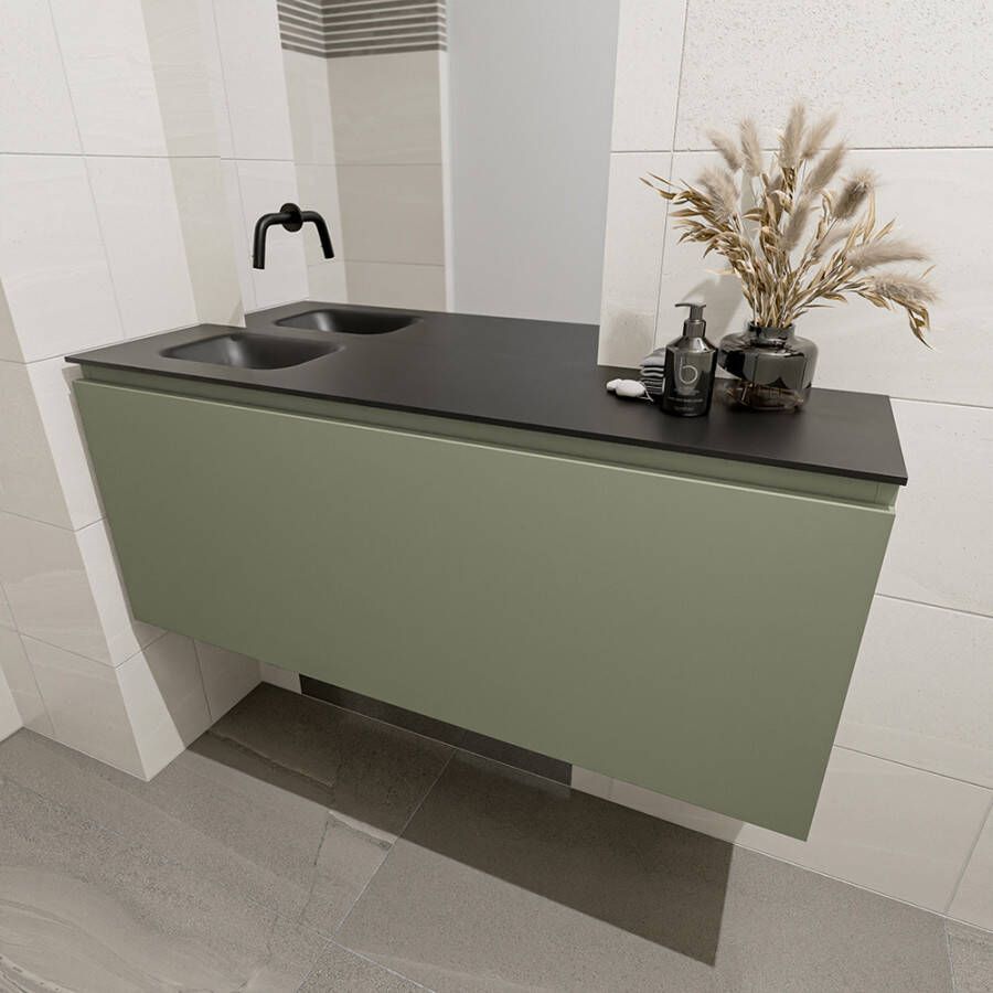 Mondiaz Olan fonteinmeubel 120cm Army Lex wastafel Urban links zonder kraangat