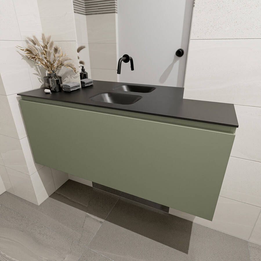 Mondiaz Olan fonteinmeubel 120cm Army Lex wastafel Urban midden zonder kraangat