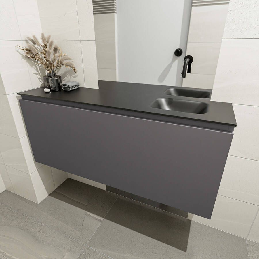 Mondiaz Olan fonteinmeubel 120cm Dark Grey Lex wastafel Urban rechts zonder kraangat