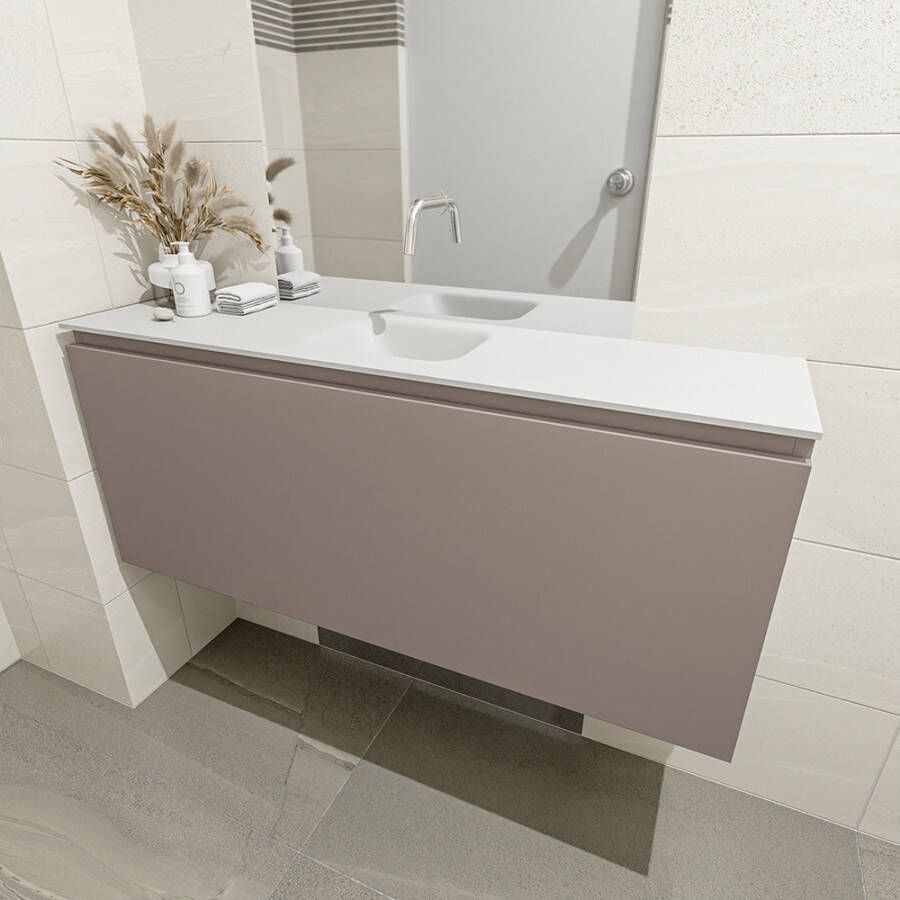 Mondiaz Olan fonteinmeubel 120cm Smoke Lex wastafel Talc midden zonder kraangat