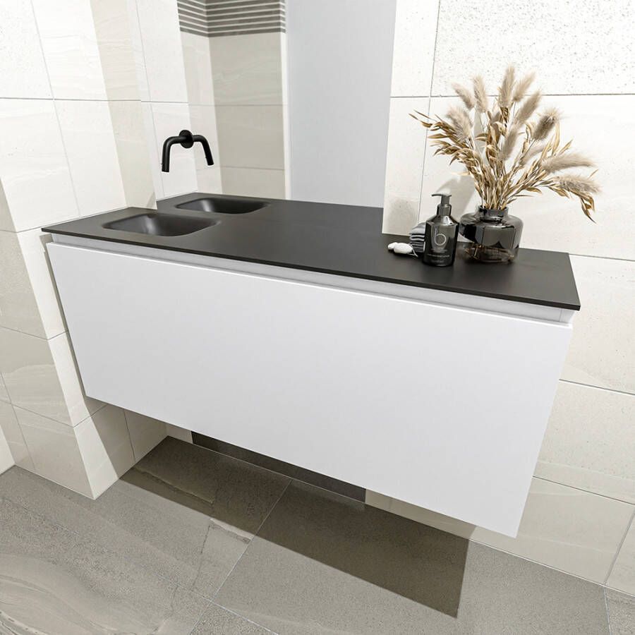 Mondiaz Olan fonteinmeubel 120cm Talc Lex wastafel Urban links zonder kraangat