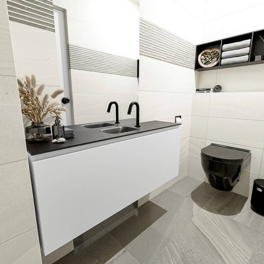 Mondiaz Olan fonteinmeubel 120cm Talc Lex wastafel Urban midden met 1 kraangat