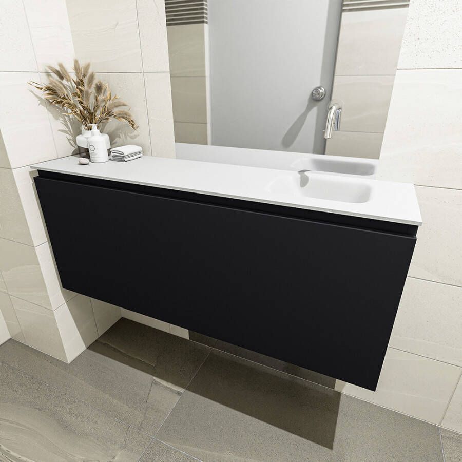 Mondiaz Olan fonteinmeubel 120cm Urban Lex wastafel Talc rechts zonder kraangat
