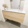 Mondiaz OLAN Toiletmeubel 120x30x40cm met 0 kraangaten 1 lades washed oak mat Wastafel Lex rechts Solid Surface Wit FK75342694 - Thumbnail 4
