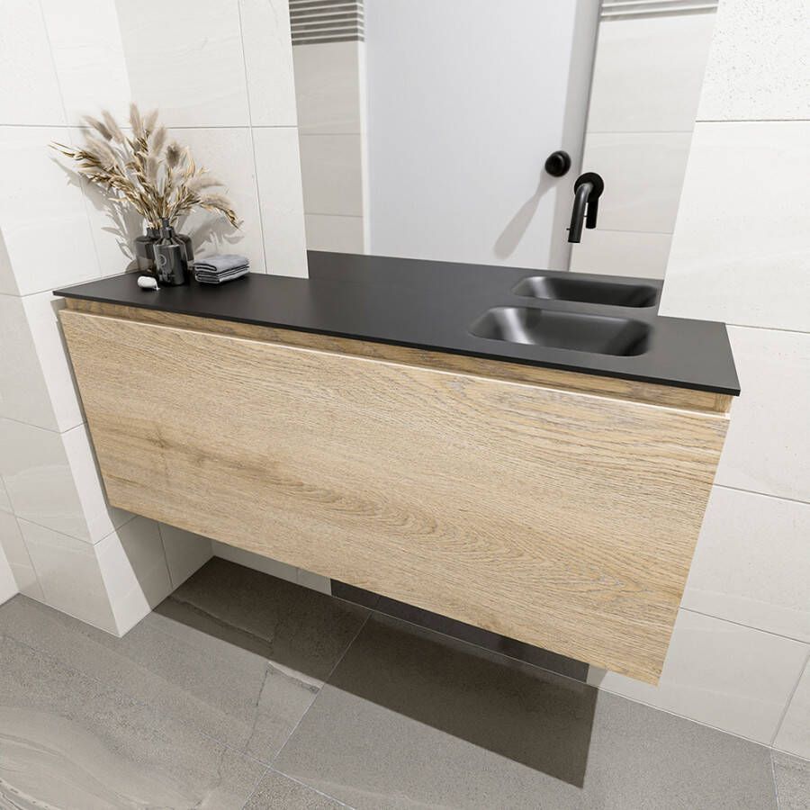 Mondiaz Olan fonteinmeubel 120cm Washed Oak Lex wastafel Urban rechts zonder kraangat