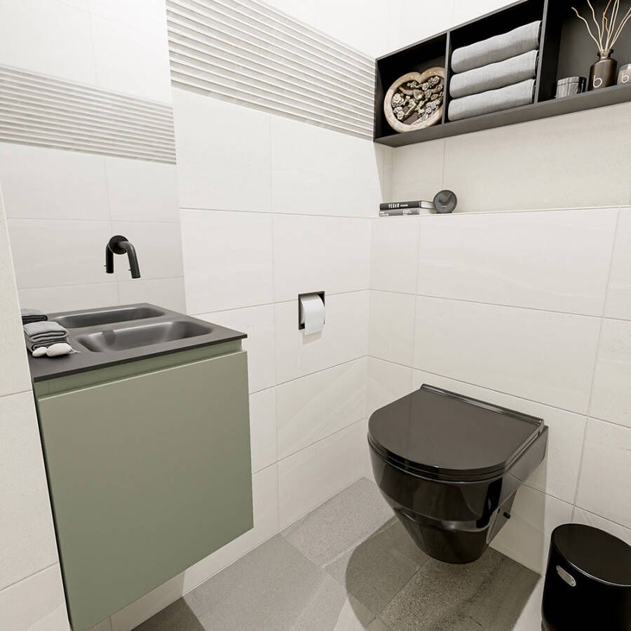 Mondiaz Olan fonteinmeubel 40cm Army Lex wastafel Urban rechts zonder kraangat