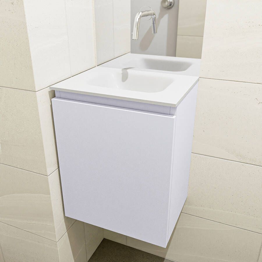 Mondiaz Olan fonteinmeubel 40cm Cale Lex wastafel Talc midden zonder kraangat