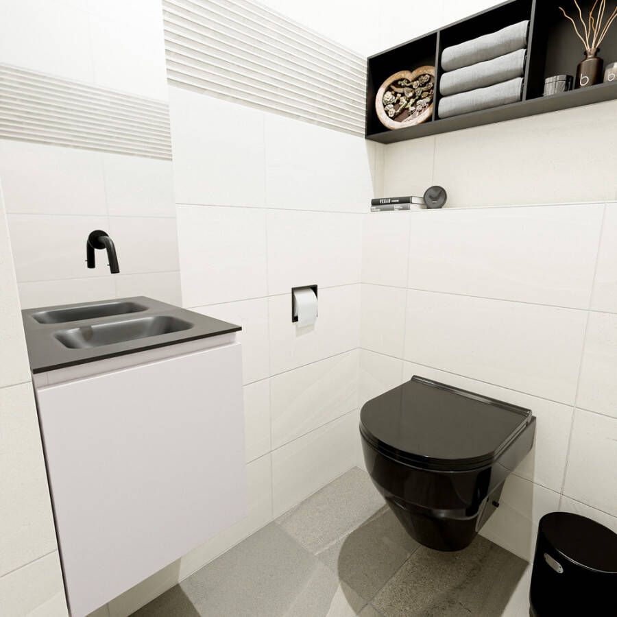 Mondiaz Olan fonteinmeubel 40cm Linen Lex wastafel Urban midden zonder kraangat