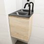 Mondiaz OLAN Toiletmeubel 40x30x40cm met 1 kraangaten 1 lades washed oak mat Wastafel Lex links Solid Surface Zwart FK75343015 - Thumbnail 4