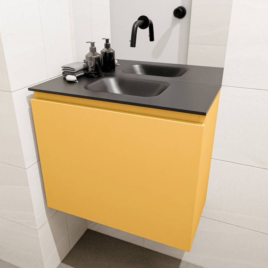 Mondiaz Olan fonteinmeubel 60cm Ocher Lex wastafel Urban midden zonder kraangat