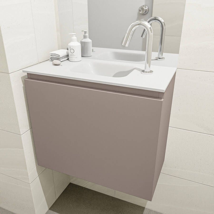 Mondiaz Olan fonteinmeubel 60cm Smoke Lex wastafel Talc midden met 1 kraangat