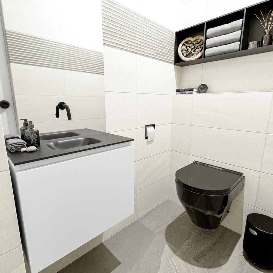 Mondiaz Olan fonteinmeubel 60cm Talc Lex wastafel Urban midden zonder kraangat
