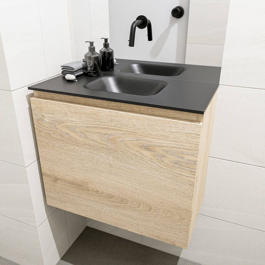 Mondiaz Olan fonteinmeubel 60cm Washed Oak Lex wastafel Urban midden zonder kraangat