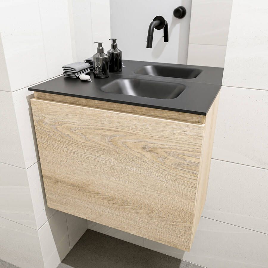 Mondiaz Olan fonteinmeubel 60cm Washed Oak Lex wastafel Urban rechts zonder kraangat