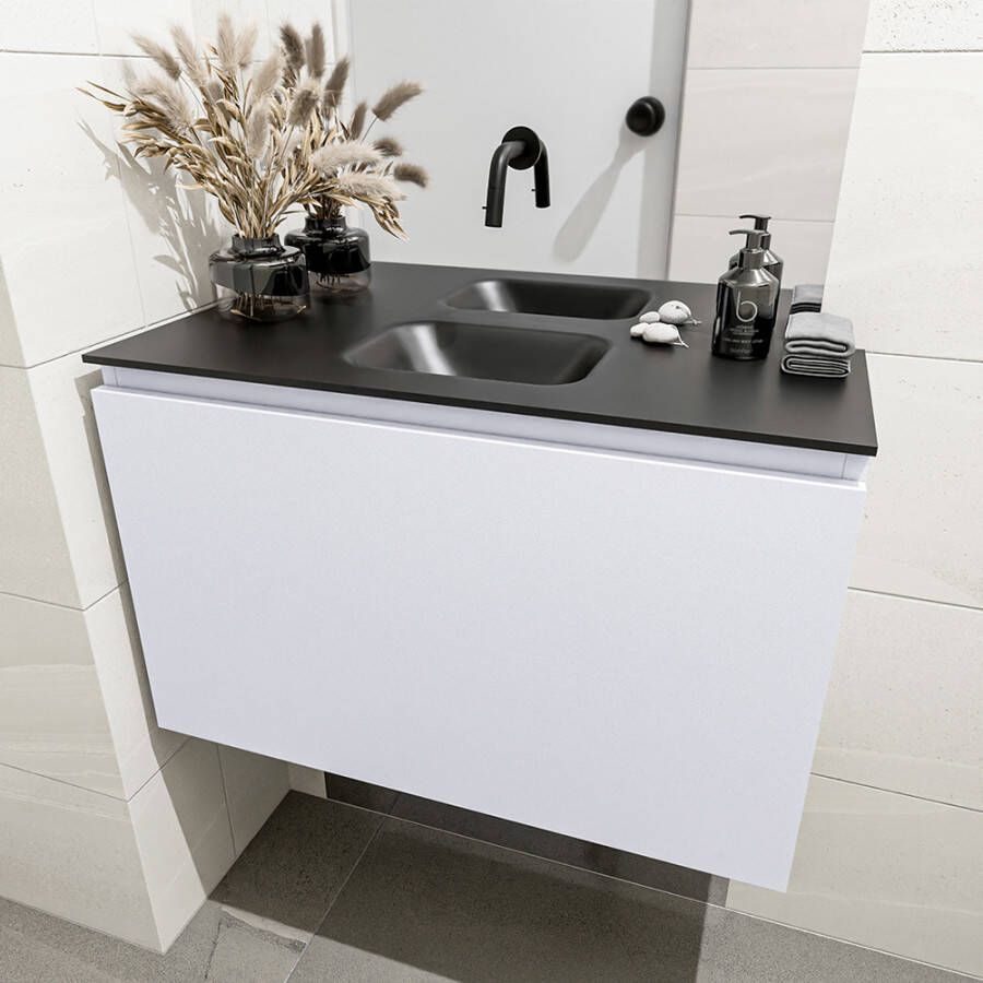 Mondiaz Olan fonteinmeubel 80cm Cale Lex wastafel Urban midden zonder kraangat