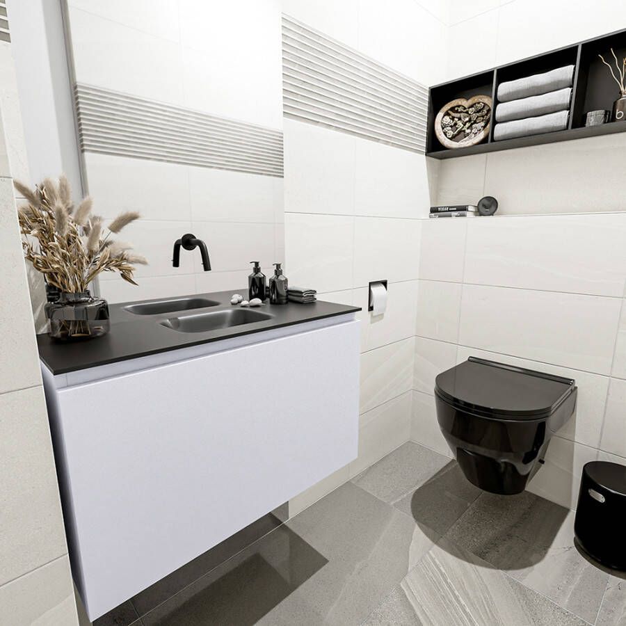 Mondiaz Olan fonteinmeubel 80cm Cale Lex wastafel Urban midden zonder kraangat
