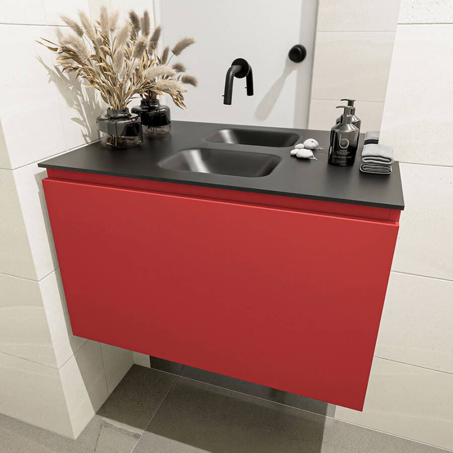 Mondiaz Olan fonteinmeubel 80cm Fire Lex wastafel Urban midden zonder kraangat