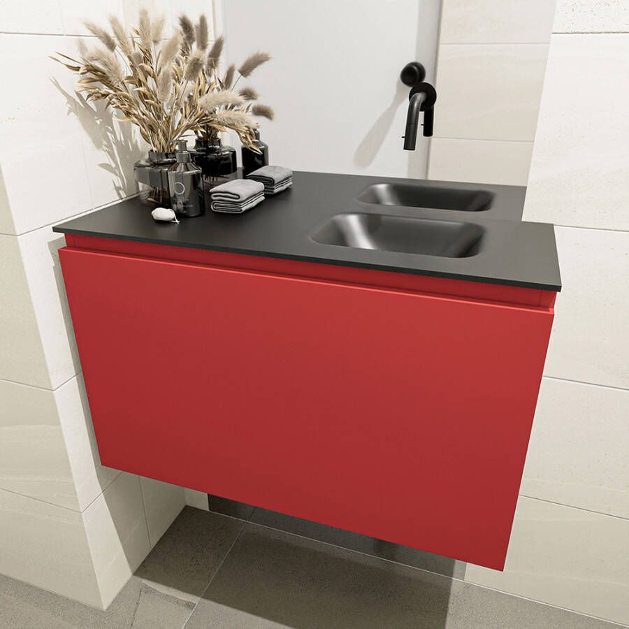 Mondiaz Olan fonteinmeubel 80cm Fire Lex wastafel Urban rechts zonder kraangat