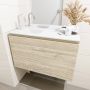 Mondiaz OLAN Toiletmeubel 80x30x40cm met 1 kraangaten 1 lades light brown grey mat Wastafel Lex links Solid Surface Wit FK75342737 - Thumbnail 4