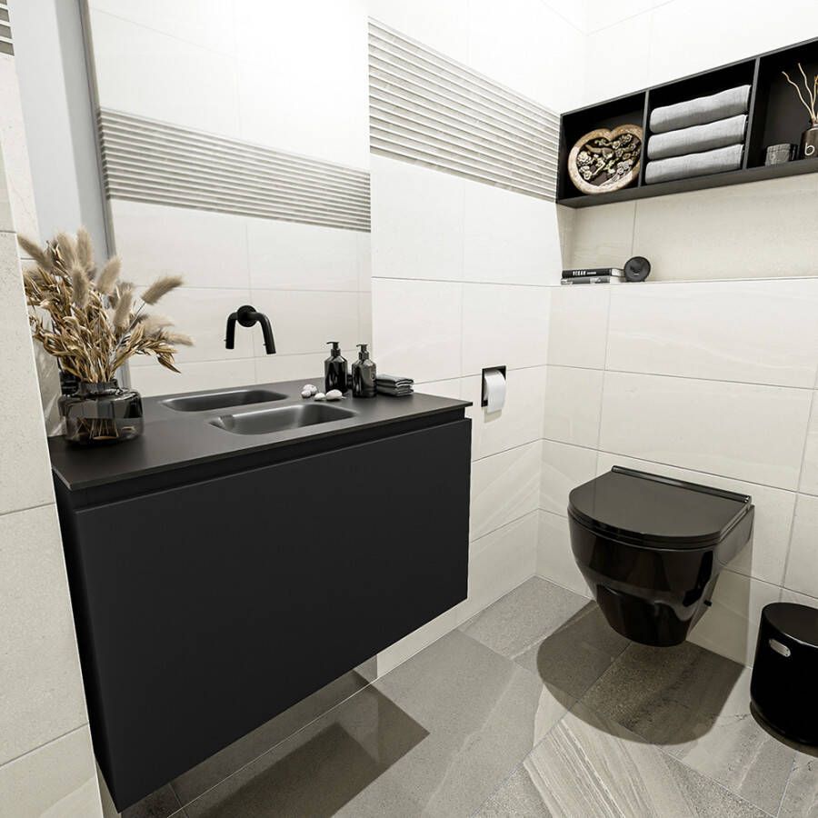 Mondiaz Olan fonteinmeubel 80cm Urban Lex wastafel Urban midden zonder kraangat
