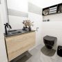 Mondiaz OLAN Toiletmeubel 80x30x40cm met 1 kraangaten 1 lades washed oak mat Wastafel Lex links Solid Surface Zwart FK75343027 - Thumbnail 5