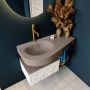Mondiaz RIVA badmeubelsets 100x50x30cm 1 lade MDF carrara mat push to open 1 kraangat 1 wasbak links Smoke solid surface RIVA11051 - Thumbnail 4