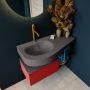 Mondiaz RIVA badmeubelsets 100x50x30cm 1 lade MDF Fire mat push to open 1 kraangat 1 wasbak links dark grey solid surface RIVA10435 - Thumbnail 4